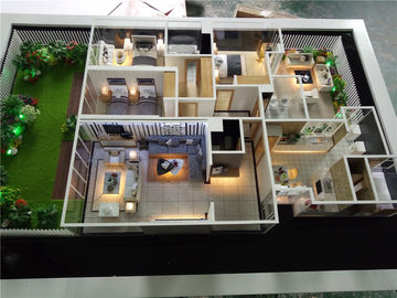 Travel Case Packing Rumah Model Interior 3D Dengan Cahaya Furniture Internal